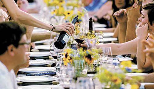 Guests enjoy wine-paired dinners at the Celebrate Walla Walla Valley Wine event, which focused on Merlot this year.##Photo by Richard Duval