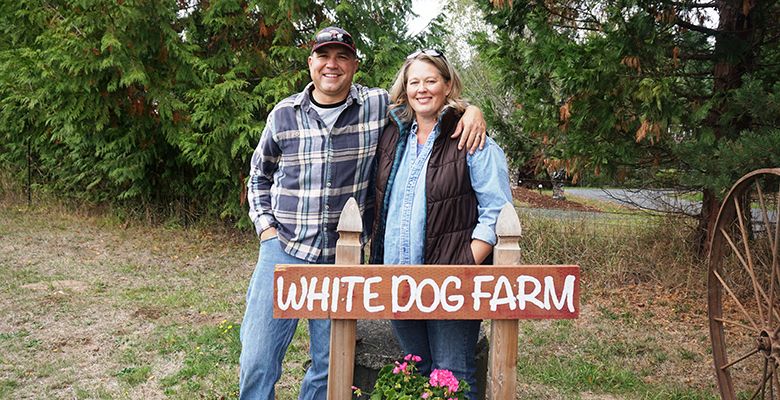 Planted in 1983 by Liane McIntyre, La Center Vineyards is changing hands once again to Kevin and Kristi Kotrous, who’ve renamed it White Dog Farm in honor of their rescue dog, Kooper, who fell in love with the land on his first visit.##Photos by Viki Eierdam