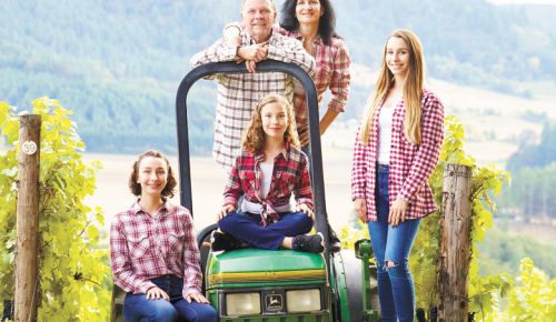 Youngberg Hill owners Wayne and Nicolette Bailey (back
row) with daughters (from left) Natasha, Aspen and Jordan. ##Photo provided