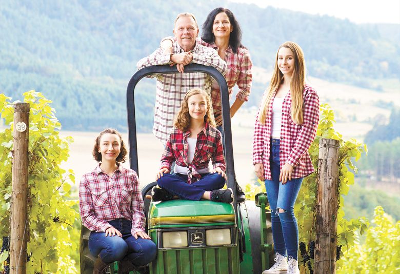 Youngberg Hill owners Wayne and Nicolette Bailey (back
row) with daughters (from left) Natasha, Aspen and Jordan. ##Photo provided
