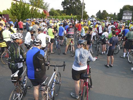 Every Sunday in August, cyclists begin and end at Eola Hills. Photo by Steven Morrisroe.
