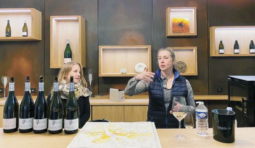 Nathalie Fevre and her daughter, Julie, present wines at their Chablis winery, Domaine Nathalie et Gilles Fevre. ##Photo by L.M. Archer