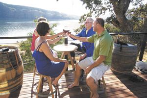 Guests on the deck at Memaloose’s new tasting room located on the banks of the Columbia and Klickitat rivers.