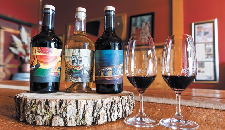 The Coelhos make a number of Port-style wines, including three non-vintage selections: (from left) Serenidade, Fascinação and Aventura.
##Photo by Marcus Larson