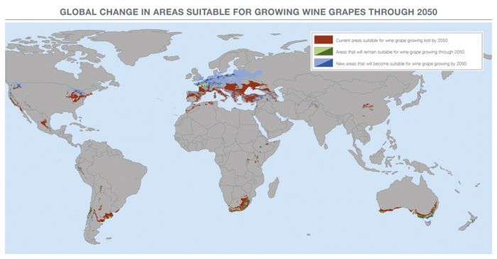Winegrowers will have to face the music as climate change affects majority of current vineyard land.