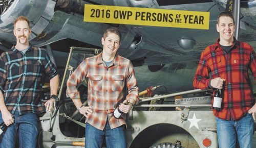Iraq war veterans Ryan Mills, Paul Warmbier and Ben Martin create wine with a mission. Here they stand at the Evergreen Air & Space Museum in McMinnville. ##Photo by Kathryn Elsesser. Iraq war veterans Ryan Mills, Paul Warmbier and Ben Martin create wine with a mission. Here they stand at the Evergreen Air & Space Museum in McMinnville. ##Photo by Kathryn Elsesser.