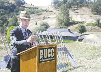 Danny Lang makes a speech at the groundbreaking for the Center, which is named after him. He donated $800,000 to SOWI. Photo provided by UCC.