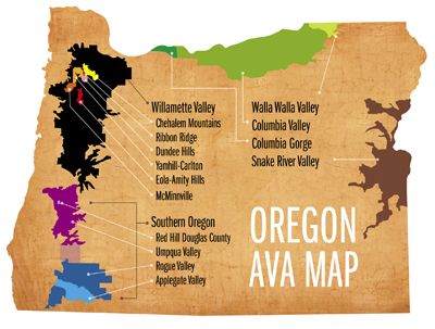 Oregon encompasses 16 specific winegrowing regions called American Viticultural Areas (AVAs).