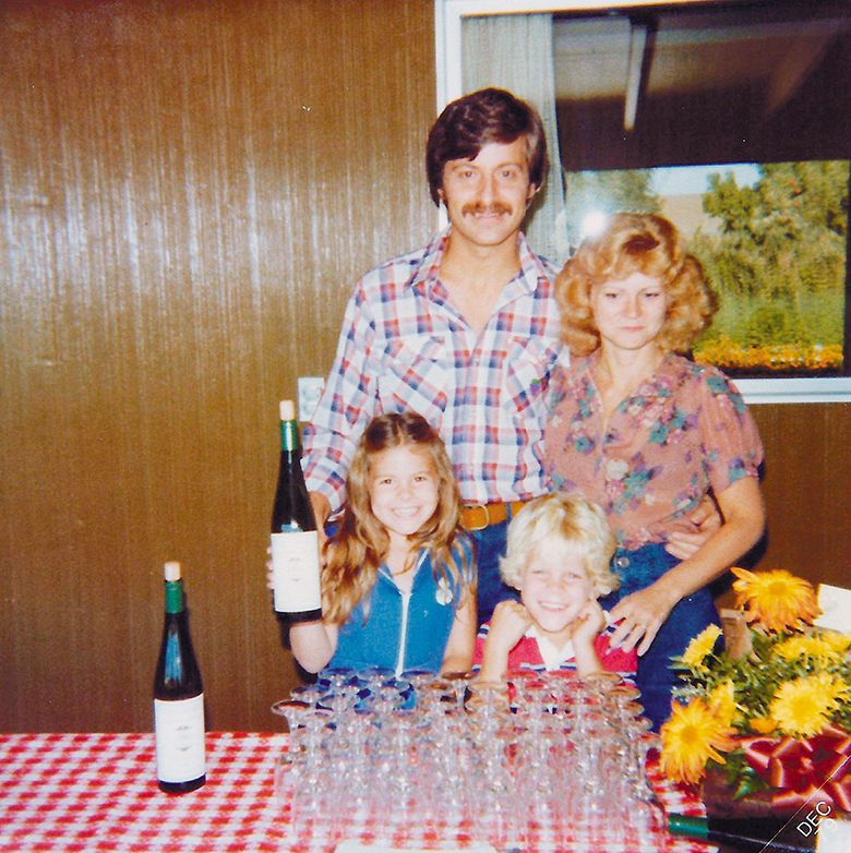 The Figgins family, (from left to right): Amy, Gary, Chris and Nancy Figgins, taken at Leonetti Cellar in 1978. ##Photo provided by Leonetti Cellar