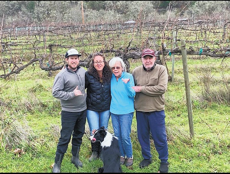 Freed family, from left to right: son Bryan, his wife Crissy Lindsey-Freed, mother Pam and father Mike, taken in 2022. ##Photo courtesy of Freed Estate Vineyards