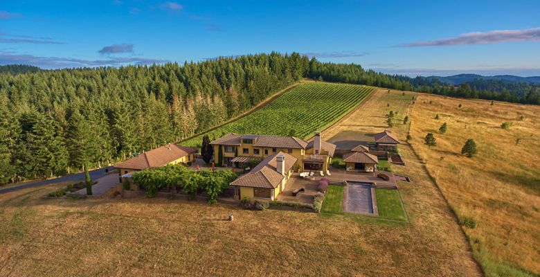 Iris Vineyard’s tasting room overlooks Chalice Vineyard at Iris Hill in the beautiful Oregon Coast Mountain Range. ##Photo provided