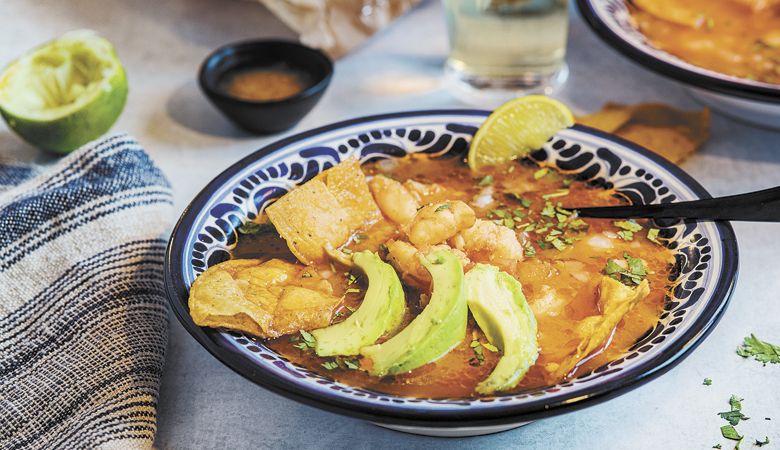 Sopa de Lima with Shrimp and Habañero. Recipe from Chef Kelly Myers, Xico, Portland. ##Photo by Kathryn Elsesser