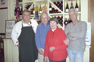 Don Mixon, Russ and Margaret Lyon and Bret Gilmore at the Artisan Tasting Room for a Depression Session dinner.