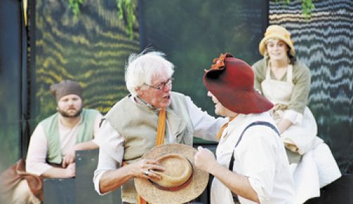 In last year’s “A Midsummer Night’s
Dream,” actors (from left) Chet Wilson, Jim Halliday, Nathan Dunkin and Anna Gettles play “the mechanicals,” the acting troupe within the play. Photo by Karen Halliday.