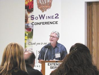 Michael Donovan speaks to attendees at SoWine 2, June 14 in Central Point.