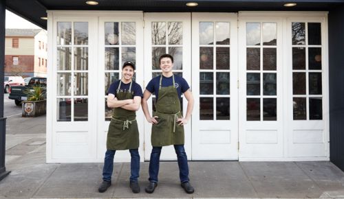 John Schaible (left) and Kei Ohdera, owners Pasture PDX, the city’s new butchery/restaurant. ##Photo provided