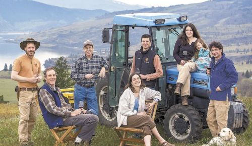 Members of the Lyle, Wash., creative collective include, from left, Brian McCormick of Memaloose Wines, Alexis Pouillon of Domaine Pouillon, Rob McCormick, Juliet Pouillon (seated), Luke Bradford of COR Cellars, Poppie Mantone, her daughter, Ava, and James Mantone. Photo by Patrick Bennett. Members of the Lyle, Wash., creative collective include, from left, Brian McCormick of Memaloose Wines, Alexis Pouillon of Domaine Pouillon, Rob McCormick, Juliet Pouillon (seated), Luke Bradford of COR Cellars, Poppie Mantone, her daughter, Ava, and James Mantone. Photo by Patrick Bennett.