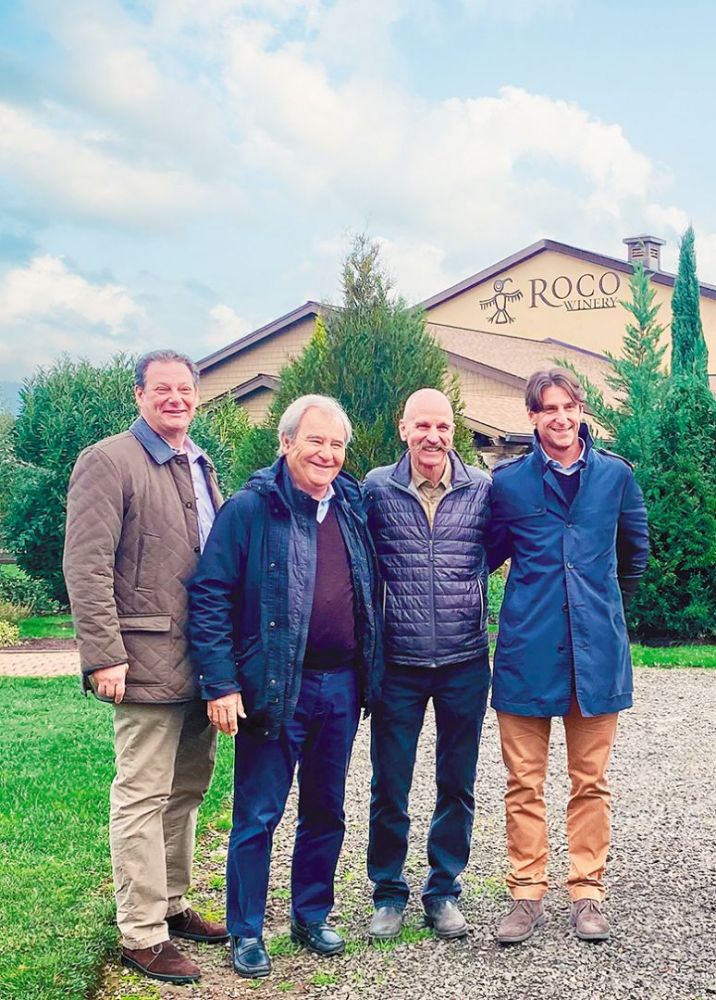 People involved with the ROCO Winery sale (from left): Vincent Chiaramonte, president & CEO, Santa Margherita USA; Stefano Marzotto, president, Zignago Holding S.p.A.; Rollin Soles, winemaker and founder, ROCO Winery; Vittorio Marzotto, vice president of strategic initiatives, Santa Margherita USA. ## Photo provided by ROCO Winery People involved with the ROCO Winery sale (from left): Vincent Chiaramonte, president & CEO, Santa Margherita USA; Stefano Marzotto, president, Zignago Holding S.p.A.; Rollin Soles, winemaker and founder, ROCO Winery; Vittorio Marzotto, vice president of strategic initiatives, Santa Margherita USA. ## Photo provided by ROCO Winery