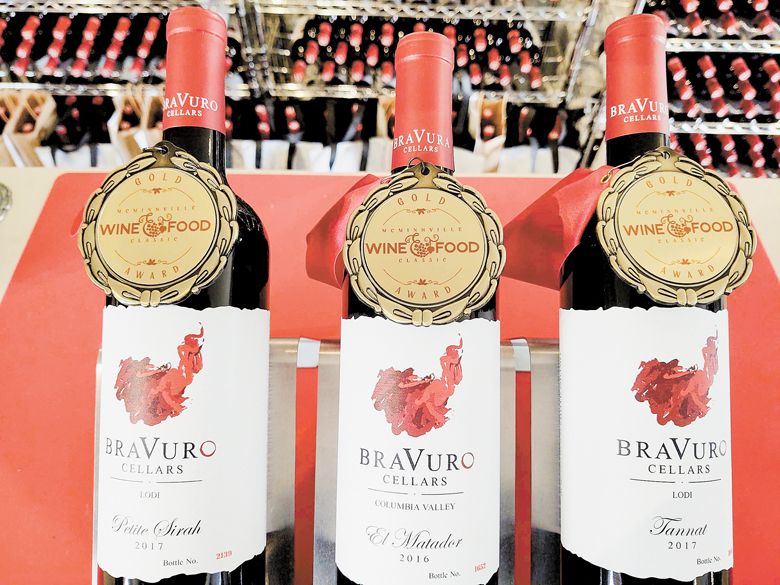 A sample of the award-winning wines produced by Bravuro Cellars. ##PHOTO COURTESY OF BRAVURO CELLARS