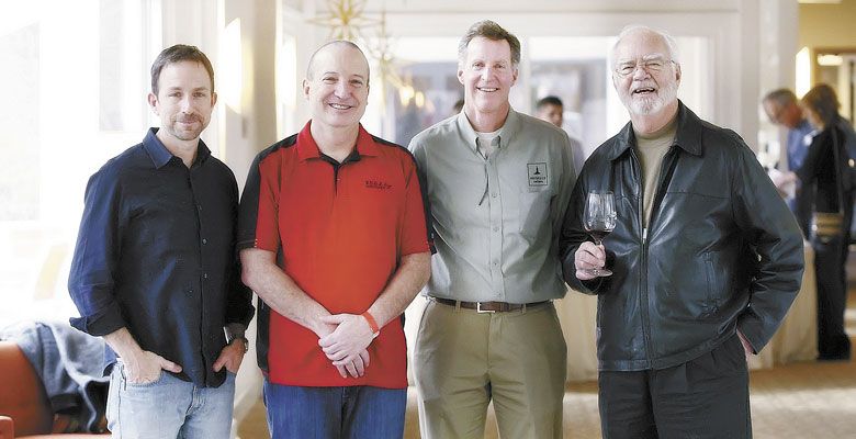 From left: Eric Weisinger of Weisinger Family Winery, Les Martin of Red Lily Vineyards, Scott Steingraber of Kriselle Cellars and Earl Jones of Abacela Winery at the 2017 Oregon Tempranillo Celebration. ##Photo by Steven Addington Photography
