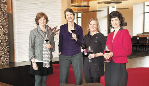 Sue Brandborg, Hilda Jones, Susan DeMara and Sandy Glaser gather at Umpqua Community College’s Southern Oregon Wine Institue’s Danny Lang Center in Roseburg. SOWI is a wonderful resource for new and established winemakers, and has a number of female students enrolled in the two-year program.