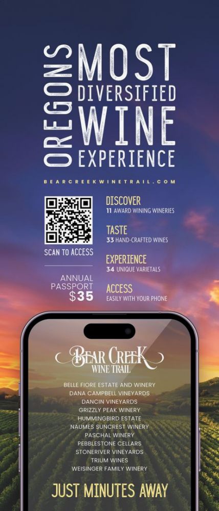 Promotional ad for the Bear Creek Wine Trail Passport.##Image provided by Bear Creek Wine Trail