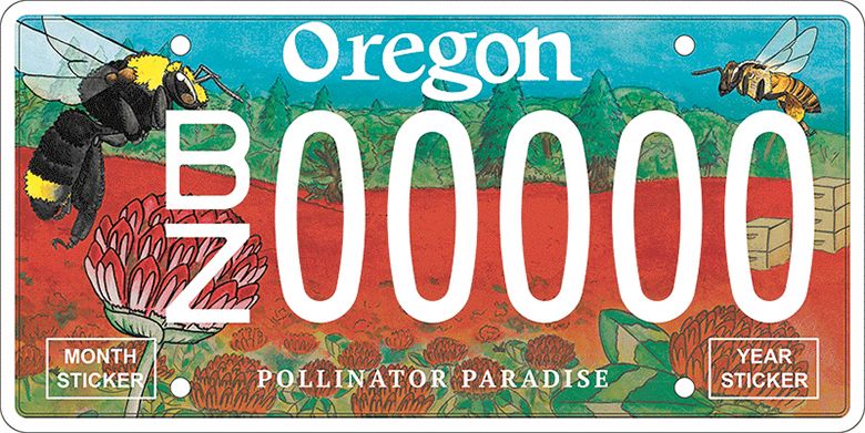 Oregon’s new polinator license plate. ##Photo provided