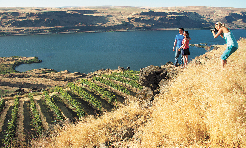Johnson photographs a couple overlooking Maryhill estate in the Columbia Gorge. ##Photo by Robert Holmes