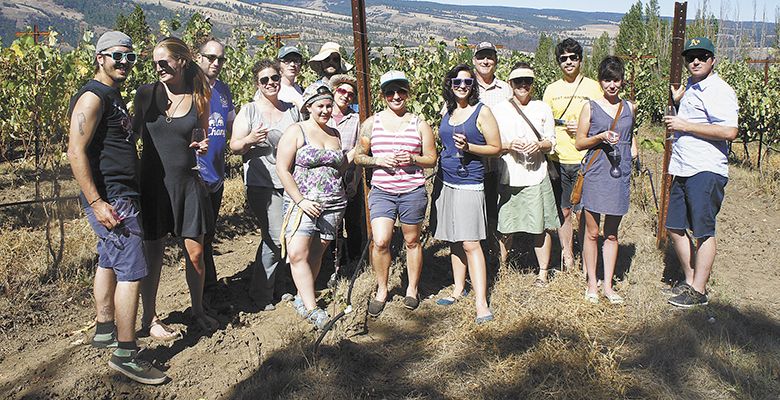 The Farm Café owners Guy Weigold and Fearn Smith take their staff to wineries in the area to familiarize them with Oregon wines. Here they are visiting Memaloose Vineyards in the Columbia Gorge.##Photo provided