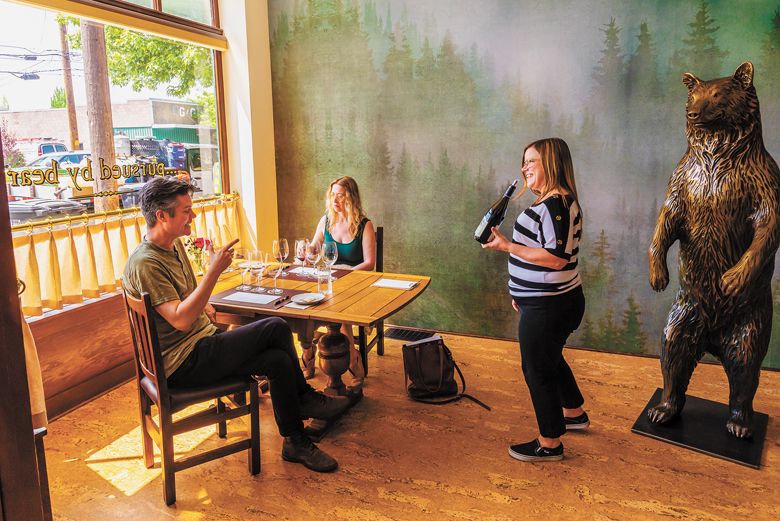 The artwork and decor in Pursued by Bear’s tasting room nod repeatedly at both bears and Shakespeare. ##Photo by Richard Duval The artwork and decor in Pursued by Bear’s tasting room nod repeatedly at both bears and Shakespeare. ##Photo by Richard Duval