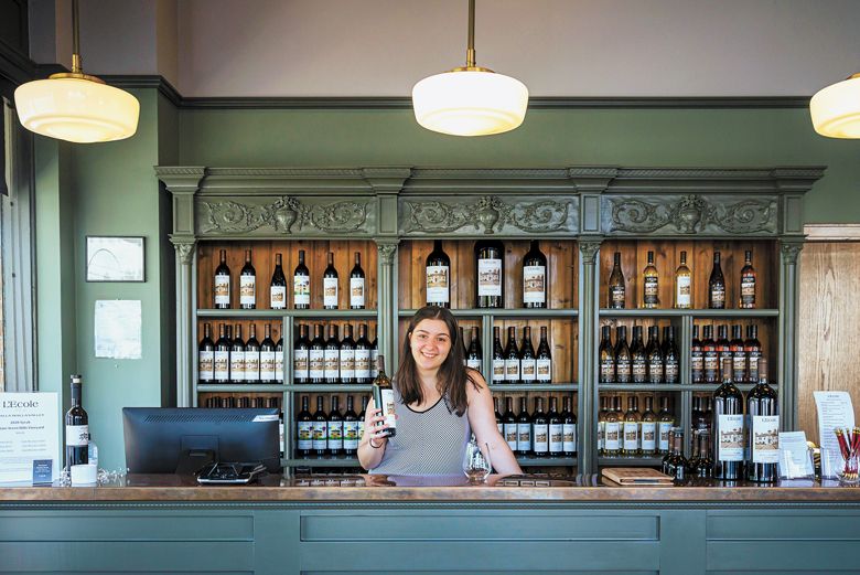 Visit L’Ecole No 41’s new tasting room, situated in a street-facing corner of the Marcus Whitman Hotel. ##Photo by Richard Duval