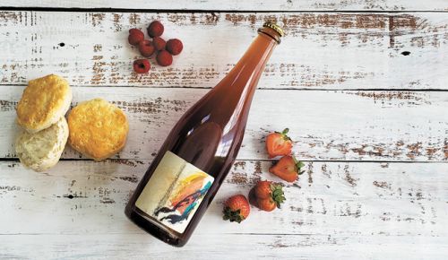 River’s Edge Winery Cascade Pétillant Naturel of Pinot Noir has notes of strawberries, biscuits and raspberries. ##Photo By Robin Renken