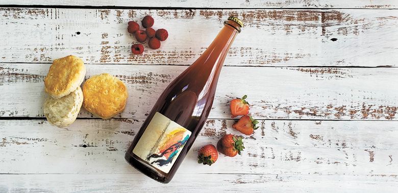 River’s Edge Winery Cascade Pétillant Naturel of Pinot Noir has notes of strawberries, biscuits and raspberries. ##Photo By Robin Renken