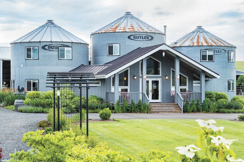 Abbey Road Farm converted two existing grain silos on the property into guest accommodations. A third silo was added to complete the Silo Suites Bed & Breakfast. ##Photo by Andrea Johnson