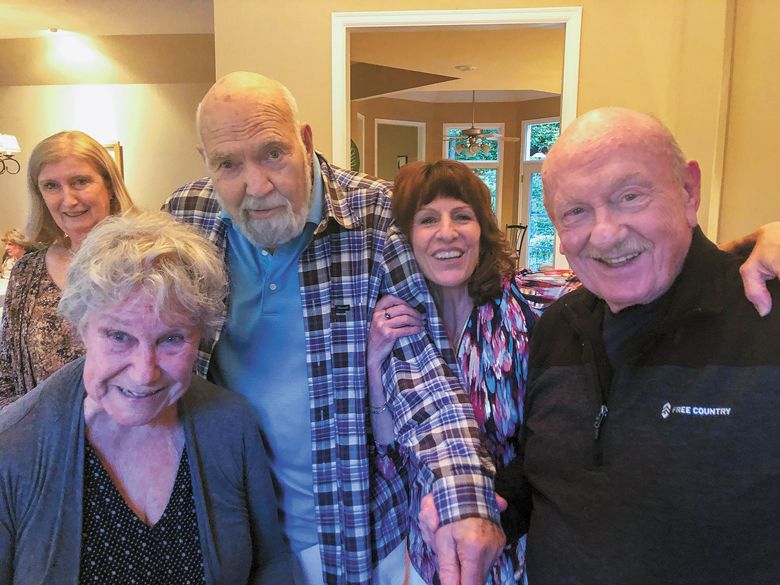 Five of the 16 lucky tasters. From left to right:  Judy Erdman, C.J. David, Dick Erath, Julie Reid, James “Doc” Wilson.