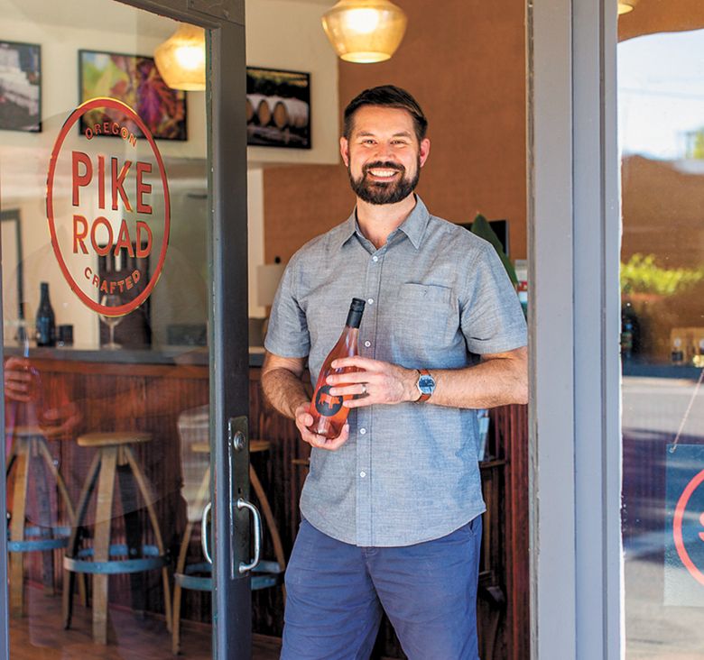 Pike Road Wines’ Retail Sales Director Dane Campbell welcoming guests to the new tasting room.##PHOTO BY ANNA CAMPBELL