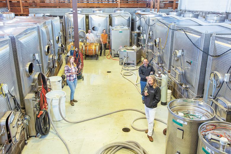 Pallet Wine Company, tanks and team.##Photo BY M. Steffan Photography Pallet Wine Company, tanks and team.##Photo BY M. Steffan Photography