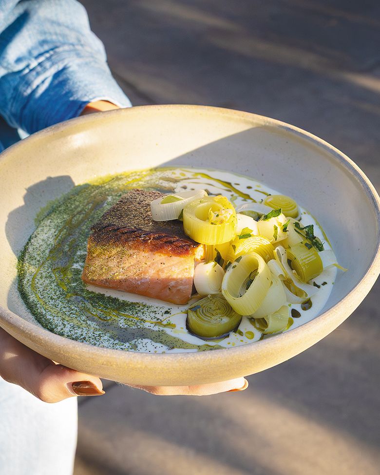 A dish of King salmon and fall vegetables at 82 Acres Restaurant. ## Photo by Heather Amistad