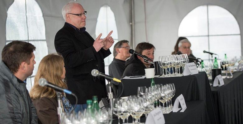 Cole Danehower acts as the technical panel moderator at the 2014 Oregon Chardonnay Symposium hosted at Stoller Family Estate in Dayton.##Photo by Andrea Johnson
