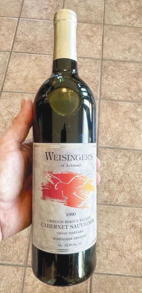 A bottle of Weisinger Family Winery 1990 Cabernet. ## Photo provided by Weisinger Family Winery