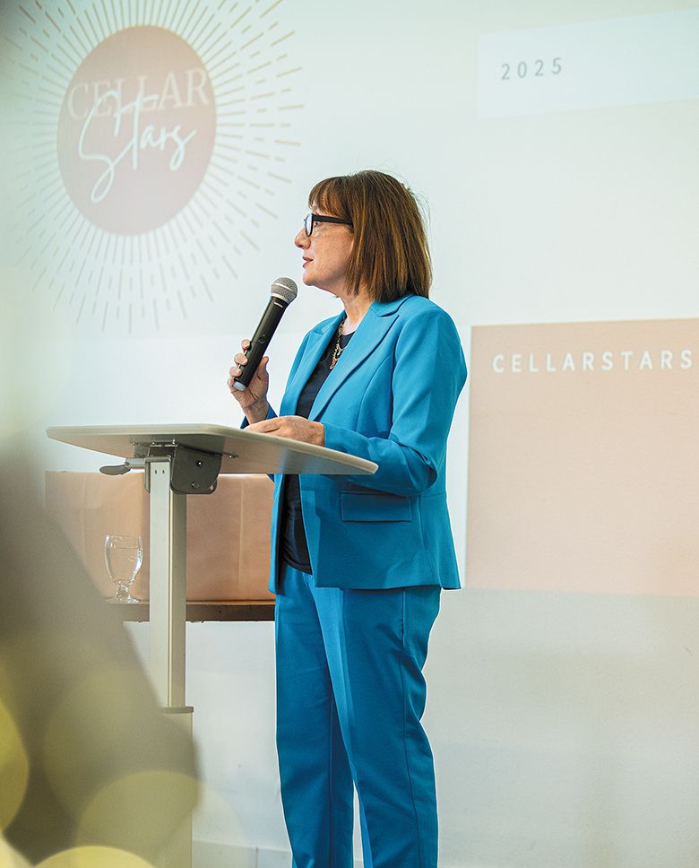 U.S. Rep. Andrea Salinas of Oregon’s 6th district speaking to attendees at the inaugural Cellar Stars Awards. ## Photo provided by Cellar Stars Awards