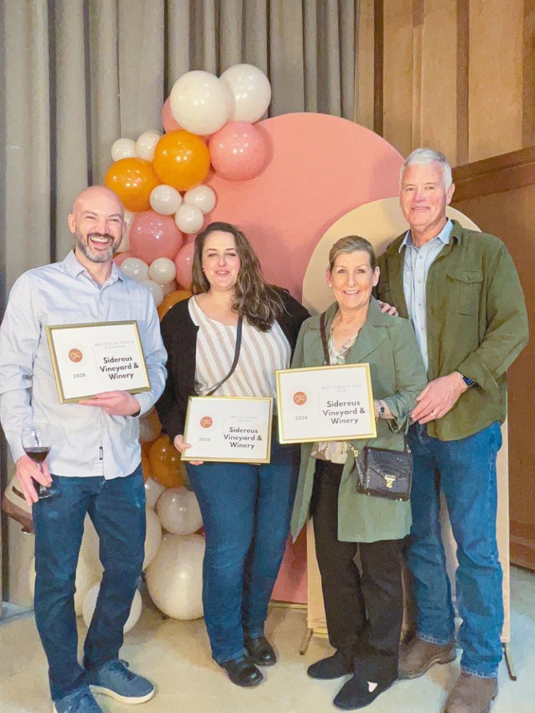 The team from Sidereus Vineyard & Winery with their awards. ## Photo provided by Cellar Stars Awards