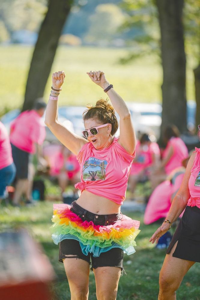 A Hike to Fight participant dancing at the Del Rio party after the hike. ## Photo provided by Del Rio Vineyard Estate