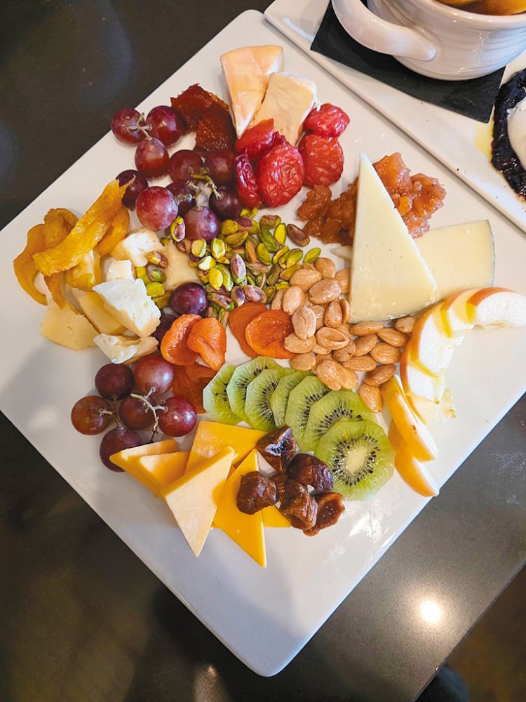 Tucker Mortensen, the chef at Tumwater Vineyard  in West Linn, often serves a cheese board like this along with a dessert board as the final course for his wine dinners. ## Photo provided by Tumwater Vineyard