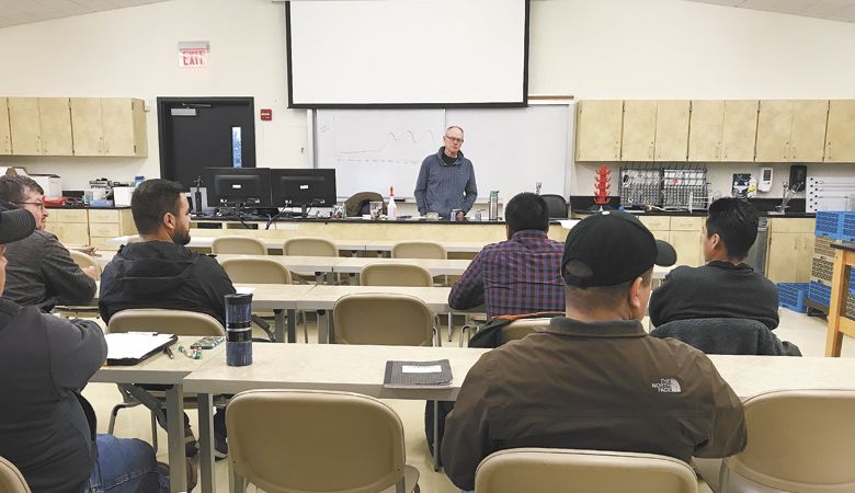 Allen holstein leads an AHIVOY session in a Chemeketa classroom. ##Photo by Neal Hulkower