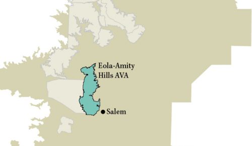 Map of the nested Eola-Amity Hills American Vitcultural Area within the Willamette Valley. ## Image by Oregon Wine Press