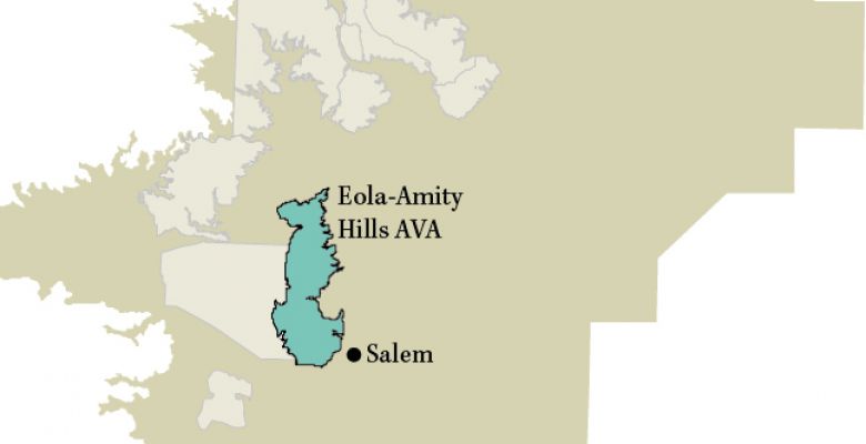 Map of the nested Eola-Amity Hills American Vitcultural Area within the Willamette Valley. ## Image by Oregon Wine Press