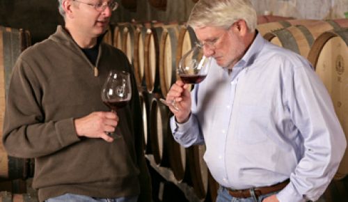 After making wine for decades, David Adelsheim (right) hired Dave Paige (left) to assume head winemaking duties in September 2001.  Paige brought with him 12 years experience in working with Pinot Noir.
