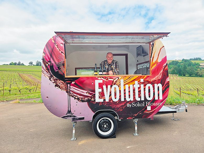 Alex Sokol Blosser serving wine from his winery’s new mobile wine bar. ## Photo provided by Sokol Blosser Winery Alex Sokol Blosser serving wine from his winery’s new mobile wine bar. ## Photo provided by Sokol Blosser Winery