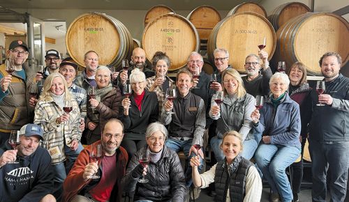 Participants celebrating during their final Winegrowers Series session. ## Photo provided by Analemma Wines